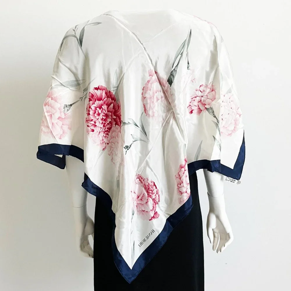 Hanae Mori Silk Scarf Shawl Floral Vintage